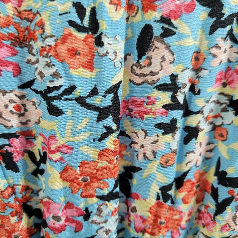 Zara Blue & Red Floral Midi Dress Short Sleeve Size L 4924-1134 - Picture 6 of 10